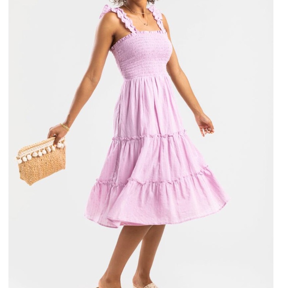 SMOCKED MIDI DRESS